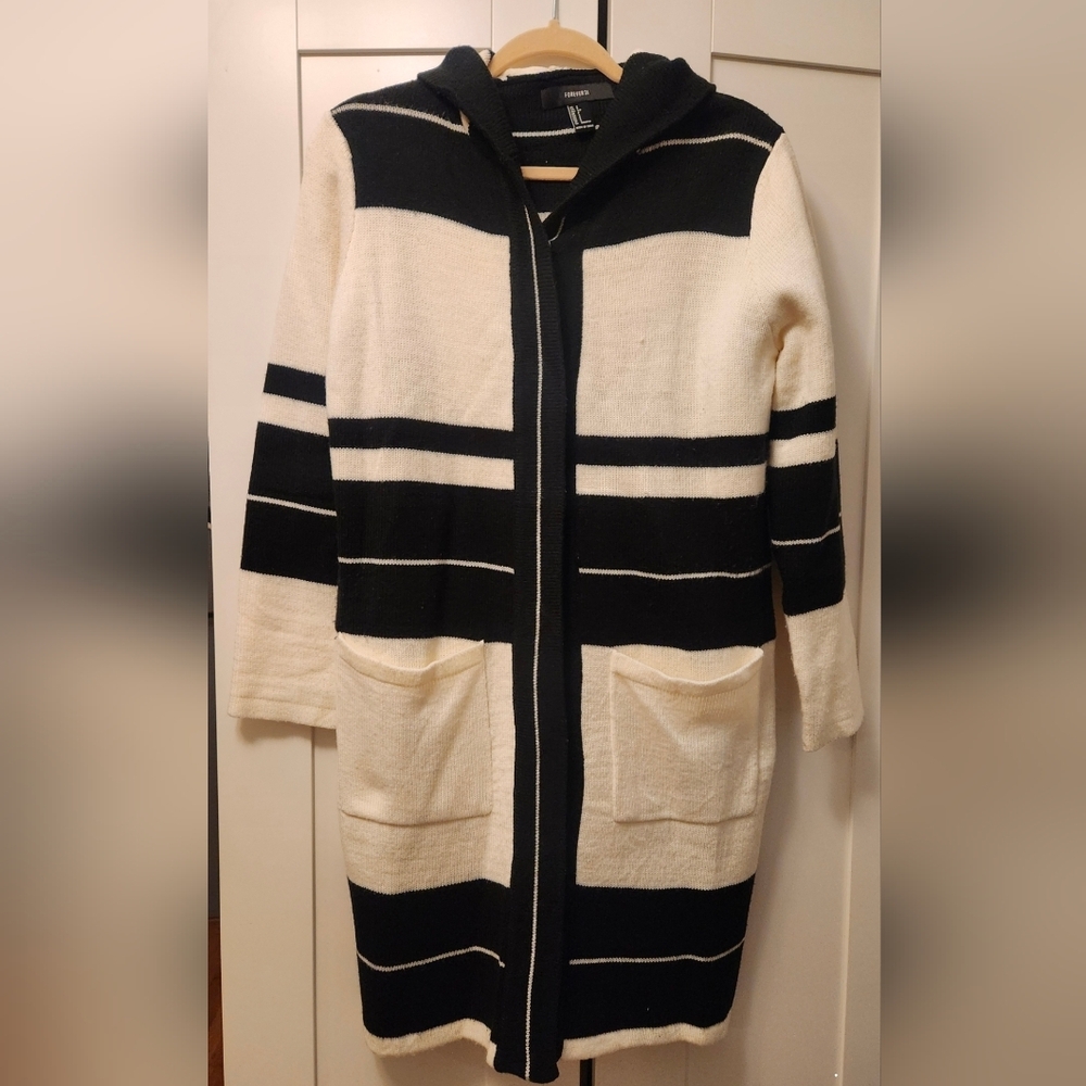 Striped Maxi Cardigan Coat